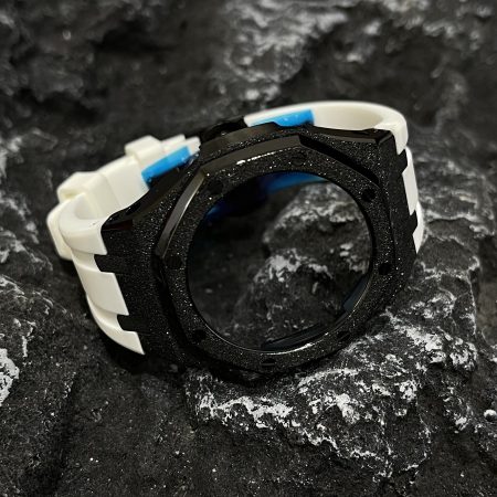 Ga2100 Black Glitter Case White Rubber Strap 