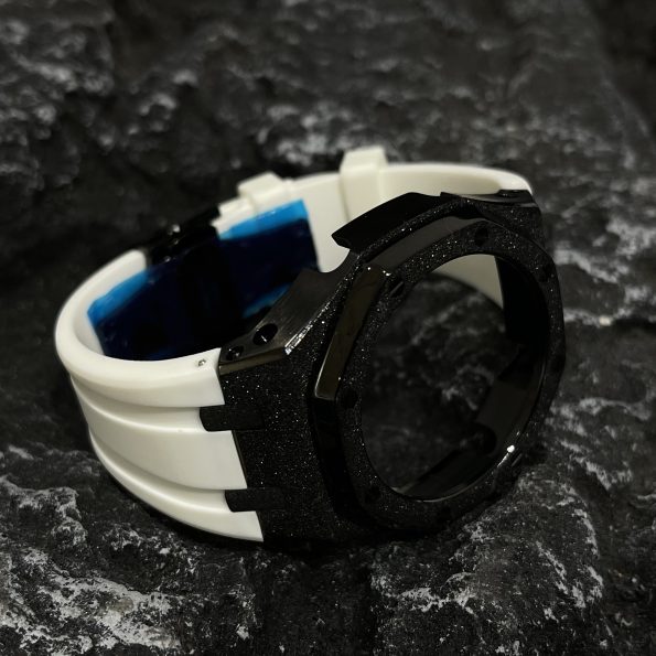Ga2100 Black Glitter Case White Rubber Strap