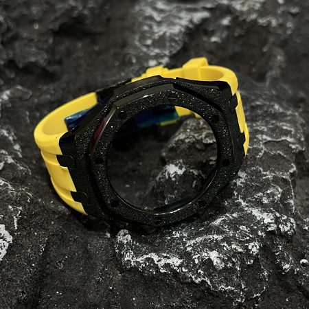 Ga2100 Black Glitter Case Yellow Rubber Strap 