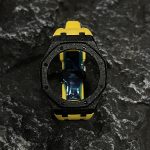 Ga2100 Black Glitter Case Yellow Rubber Strap