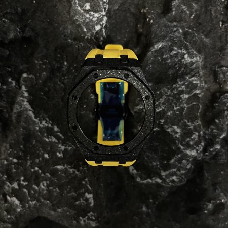 Ga2100 Black Glitter Case Yellow Rubber Strap