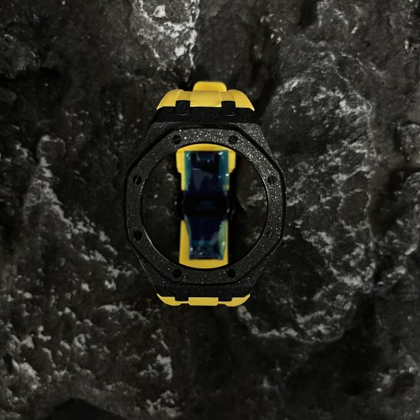 Ga2100 Black Glitter Case Yellow Rubber Strap