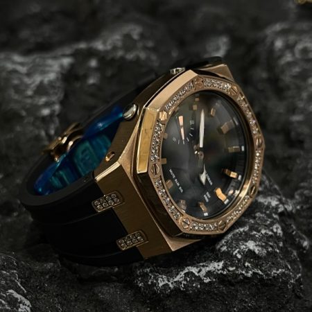 Ga2100 Black & Gold With Diamond Case Watch