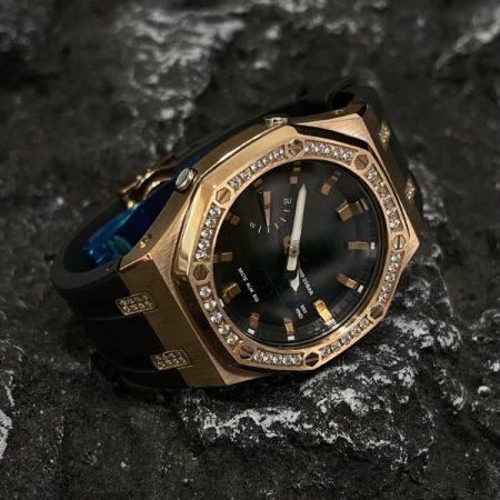 Ga2100 Black & Gold With Diamond Case Watch 