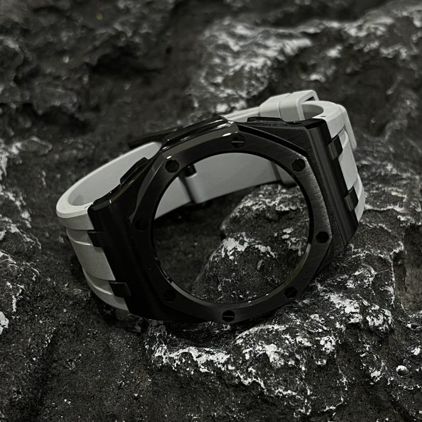 Ga2100 Black Polish Bezel Gray Owl Rubber Strap