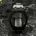 Ga2100 Black Polish Bezel Gray Owl Rubber Strap