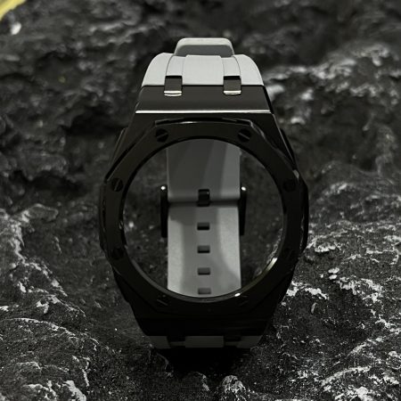 Ga2100 Black Polish Bezel Gray Owl Rubber Strap