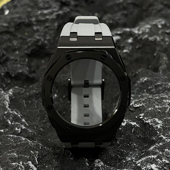 Ga2100 Black Polish Bezel Gray Owl Rubber Strap