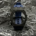 Ga2100 Black Polish Bezel Navy Blue Rubber Strap