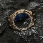 Ga2100 Diamond Bezel Gold Case Black Rubber Strap 