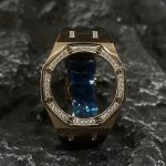 Ga2100 Diamond Bezel Gold Case Black Rubber Strap