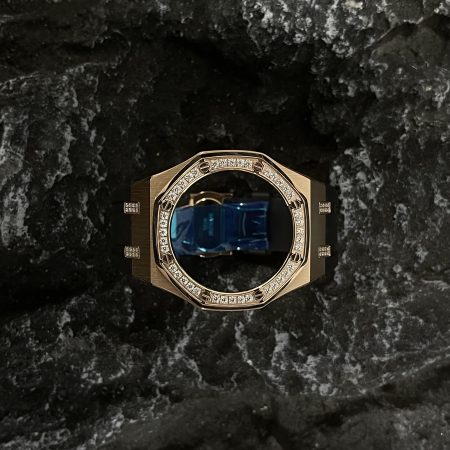 Ga2100 Diamond Bezel Gold Case Black Rubber Strap