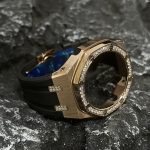 Ga2100 Diamond Bezel Gold Case Black Rubber Strap