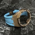 Ga2100 Diamond Bezel Gold Case Blue Rubber Strap