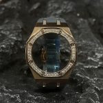 Ga2100 Diamond Bezel Gold Case Gray Rubber Strap