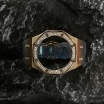 Ga2100 Diamond Bezel Gold Case Gray Rubber Strap