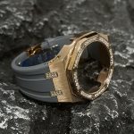 Ga2100 Diamond Bezel Gold Case Gray Rubber Strap