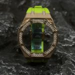 Ga2100 Diamond Bezel Gold Case Light Green Rubber Strap