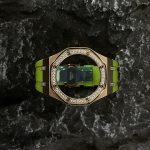 Ga2100 Diamond Bezel Gold Case Light Green Rubber Strap