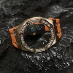 Ga2100 Diamond Bezel Gold Case Orange Rubber Strap