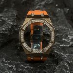 Ga2100 Diamond Bezel Gold Case Orange Rubber Strap
