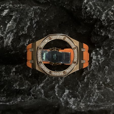 Ga2100 Diamond Bezel Gold Case Orange Rubber Strap