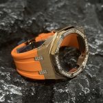 Ga2100 Diamond Bezel Gold Case Orange Rubber Strap
