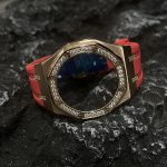 Ga2100 Diamond Bezel Gold Case Red Rubber Strap 