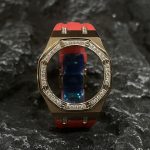 Ga2100 Diamond Bezel Gold Case Red Rubber Strap