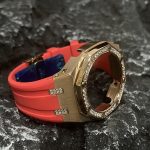 Ga2100 Diamond Bezel Gold Case Red Rubber Strap