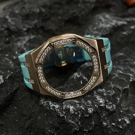 Ga2100 Diamond Bezel Gold Case Tiffany Blue Rubber Strap 