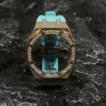 Ga2100 Diamond Bezel Gold Case Tiffany Blue Rubber Strap