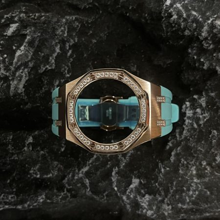 Ga2100 Diamond Bezel Gold Case Tiffany Blue Rubber Strap