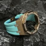 Ga2100 Diamond Bezel Gold Case Tiffany Blue Rubber Strap