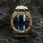 Ga2100 Diamond Bezel Gold Case White Rubber Strap
