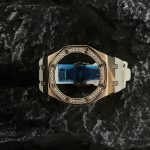 Ga2100 Diamond Bezel Gold Case White Rubber Strap