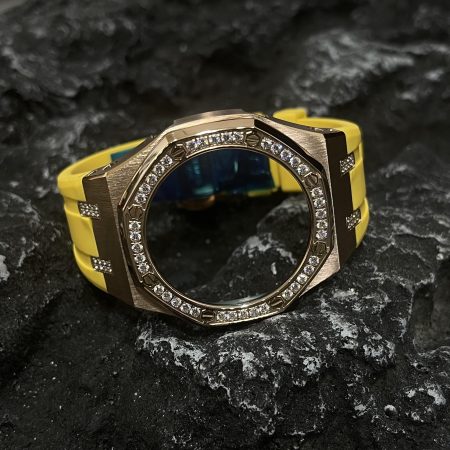 Ga2100 Diamond Bezel Gold Case Yellow Rubber Strap 