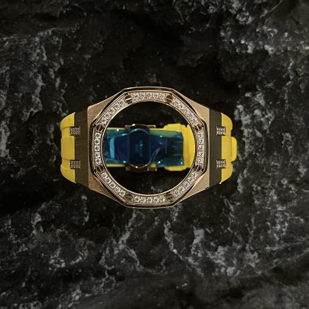Ga2100 Diamond Bezel Gold Case Yellow Rubber Strap
