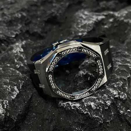 Ga2100 Diamond Ring Silver Case Black Rubber Band 