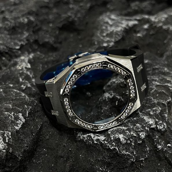 Ga2100 Diamond Ring Silver Case Black Rubber Band