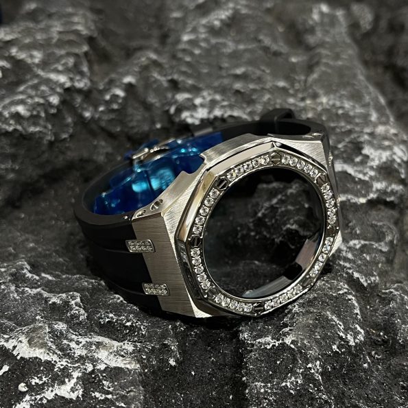Ga2100 Diamond Ring Silver Case Black Rubber Band