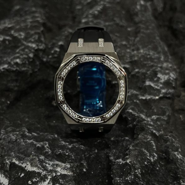 Ga2100 Diamond Ring Silver Case Black Rubber Band