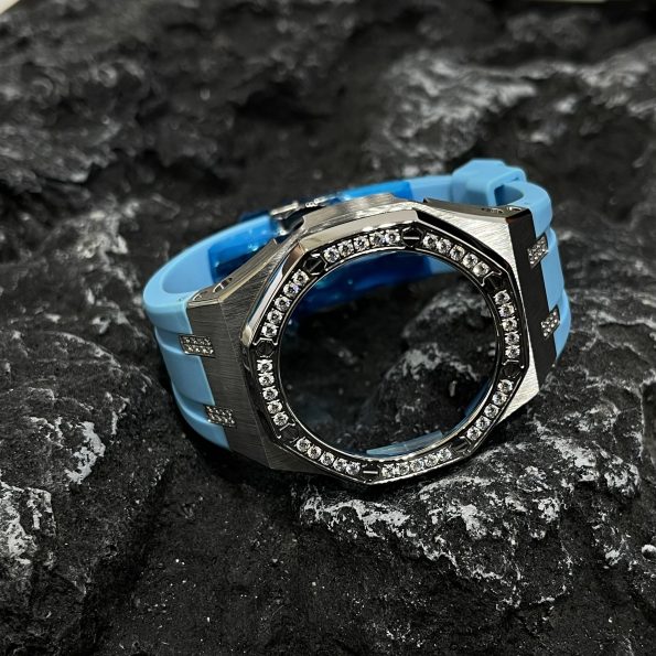 Ga2100 Diamond Ring Silver Case Blue Rubber Band