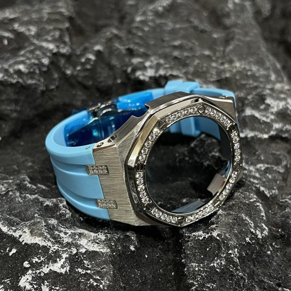 Ga2100 Diamond Ring Silver Case Blue Rubber Band