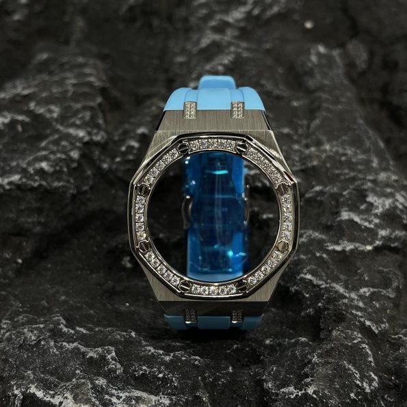 Ga2100 Diamond Ring Silver Case Blue Rubber Band