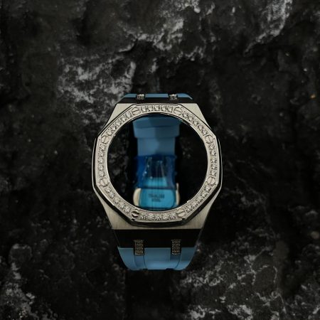 Ga2100 Diamond Ring Silver Case Blue Rubber Band