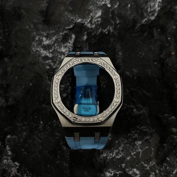 Ga2100 Diamond Ring Silver Case Blue Rubber Band