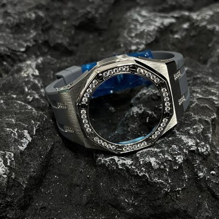 Ga2100 Diamond Ring Silver Case Gray Rubber Band 