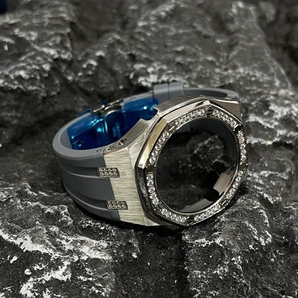 Ga2100 Diamond Ring Silver Case Gray Rubber Band
