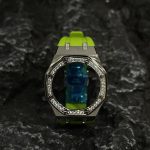 Ga2100 Diamond Ring Silver Case Light Green Rubber Band